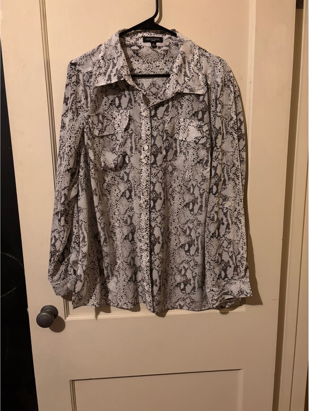 Notations Women's Snake Print Button-Up Blouse Size 1X